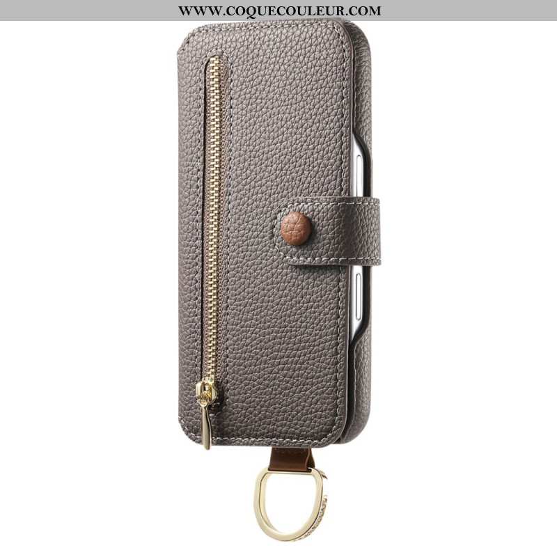 Housse Samsung Galaxy S25 Plus 5G Portefeuille avec Fermeture Éclair