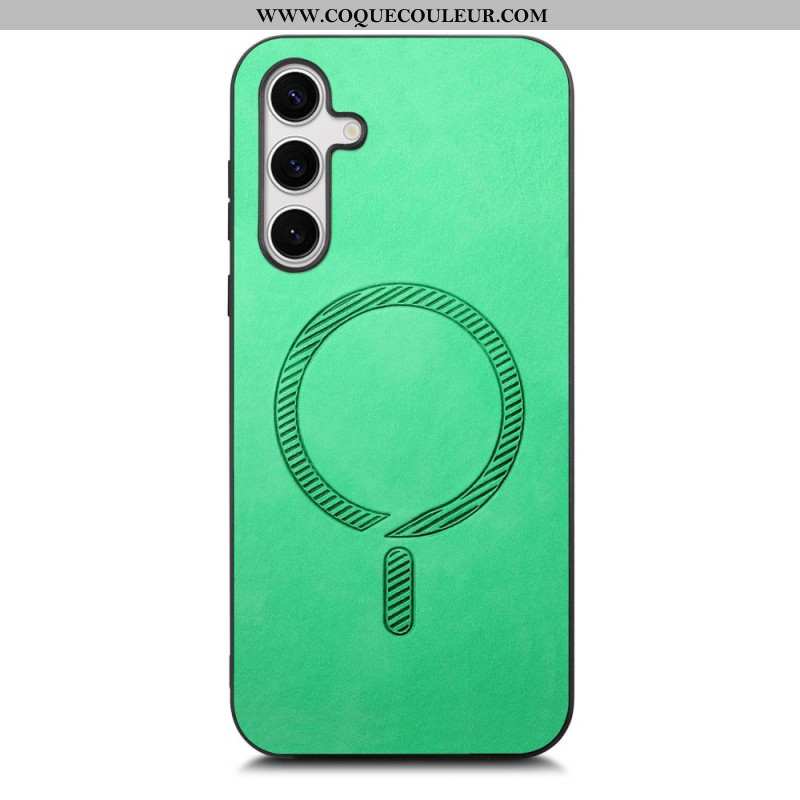 Coque Samsung Galaxy S25 Plus 5G Effet Cuir Compatible avec MagSafe