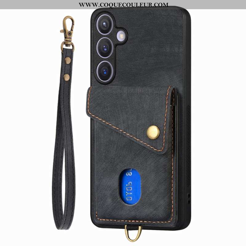 Coque Samsung Galaxy S25 Plus 5G Effet Daim Multifonctionnelle