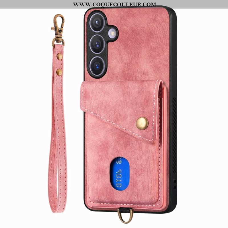 Coque Samsung Galaxy S25 Plus 5G Effet Daim Multifonctionnelle