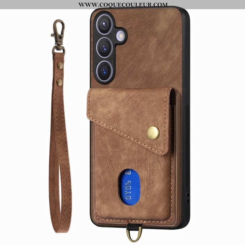 Coque Samsung Galaxy S25 Plus 5G Effet Daim Multifonctionnelle