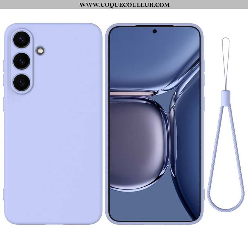 Coque Samsung Galaxy S25 Plus 5G Silicone Liquide à Lanière