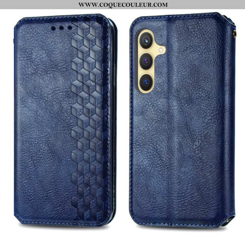 Flip Cover Samsung Galaxy S25 Plus 5G Effet Daim Frise