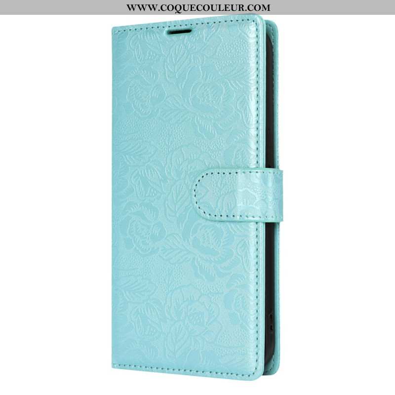 Housse Samsung Galaxy S25 Plus 5G Empreinte Florale à Lanière