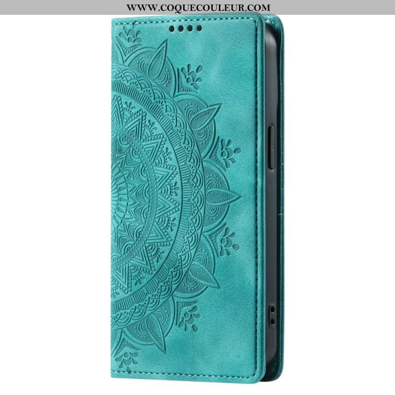 Flip Cover Samsung Galaxy S25 Plus 5G Effet Daim Mandala