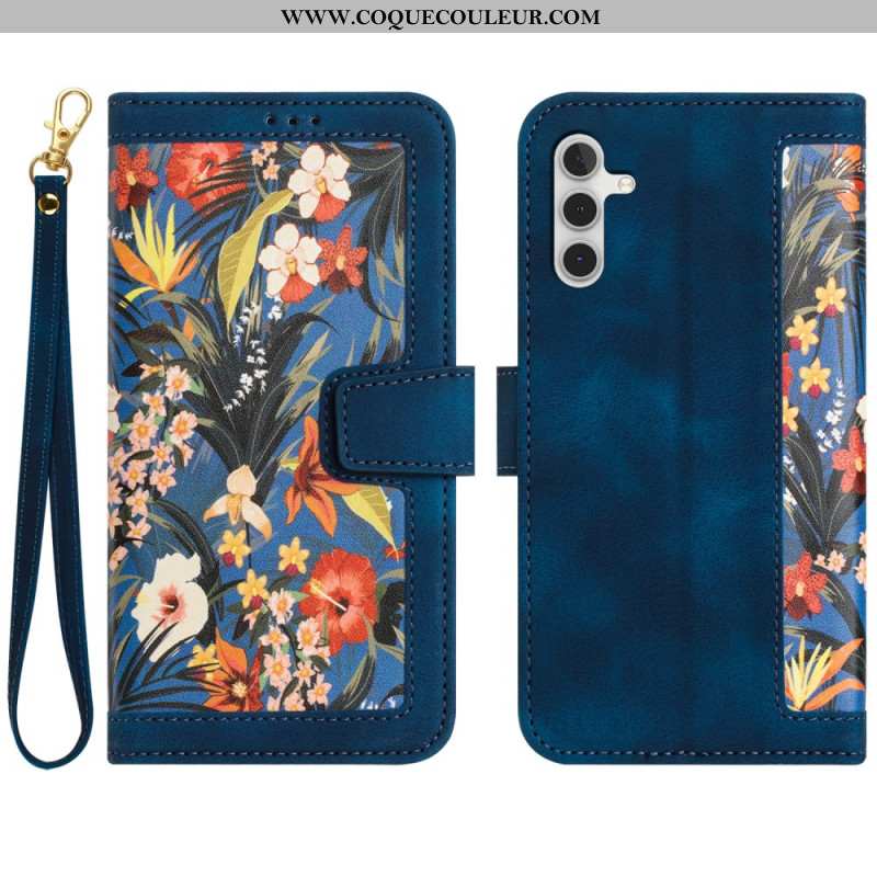 Housse Samsung Galaxy S25 Plus 5G Design Floral avec Lanière