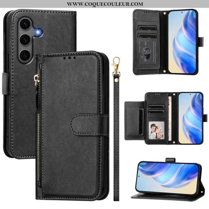 Housse Samsung Galaxy S25 Plus 5G Portefeuille à Lanière