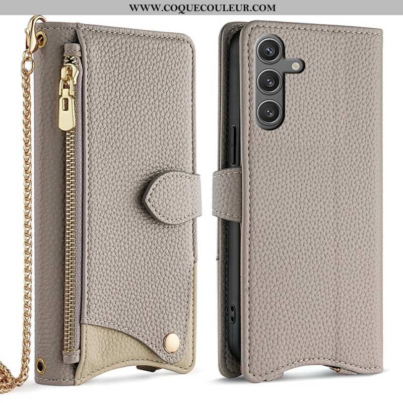 Housse Samsung Galaxy S25 Plus 5G Portefeuille avec Chaîne