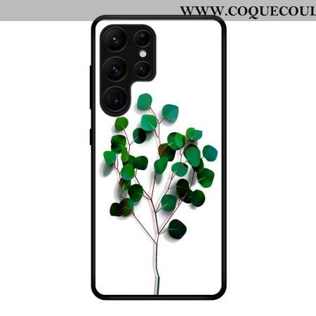Coque Samsung Galaxy S25 Ultra 5G Verre Trempé Feuilles Vertes