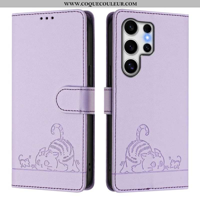 Housse Samsung Galaxy S25 Ultra 5G Scène de Chat à Lnaière