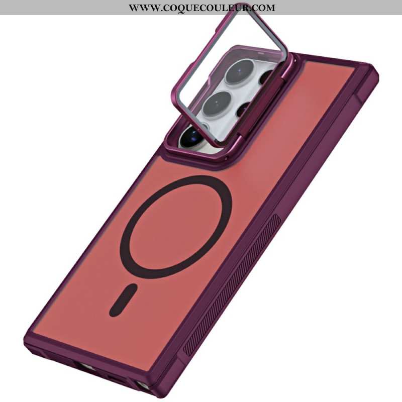 Coque Samsung Galaxy S25 Ultra 5G Compatible MagSafe Design Mat Anti-Empreintes avec Support