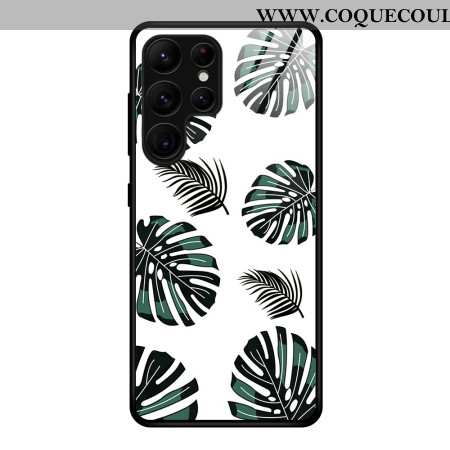 Coque Samsung Galaxy S25 Ultra 5G Verre Trempé Motif Feuilles