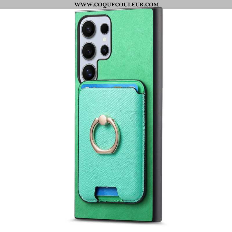 Coque Samsung Galaxy S25 Ultra 5G Porte-Cartes Magnétique Détachable et Support