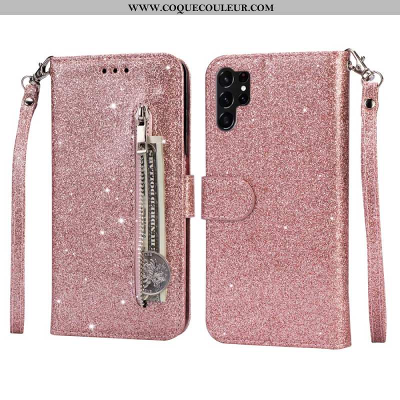 Housse Samsung Galaxy S25 Ultra Pochette Pailletée à Lanière