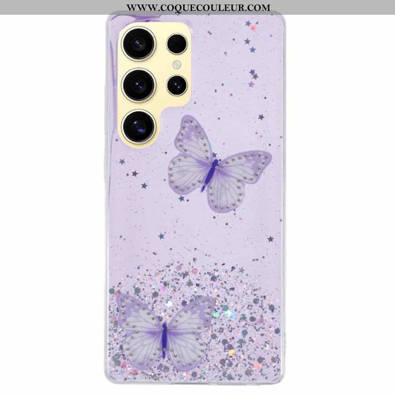 Coque Samsung Galaxy S25 Ultra 5G Papillons Paillettes