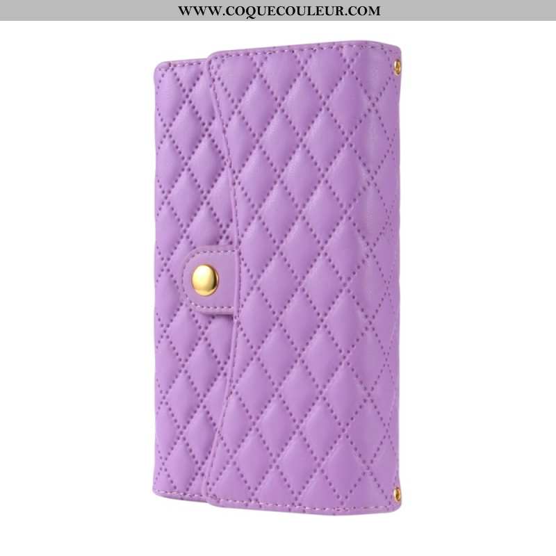 Housse Samsung Galaxy S25 Ultra 5G Portefeuille Matelassé avec Bandoulière