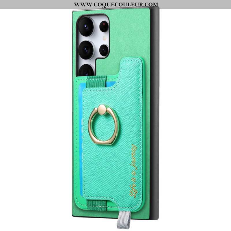 Coque Samsung Galaxy S25 Ultra 5G Style Daim Porte-Cartes Détachable