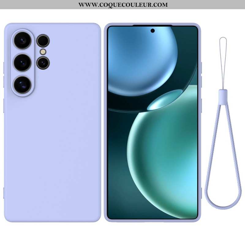 Coque Samsung Galaxy S25 Ultra 5G Silicone Liquide à Lanière