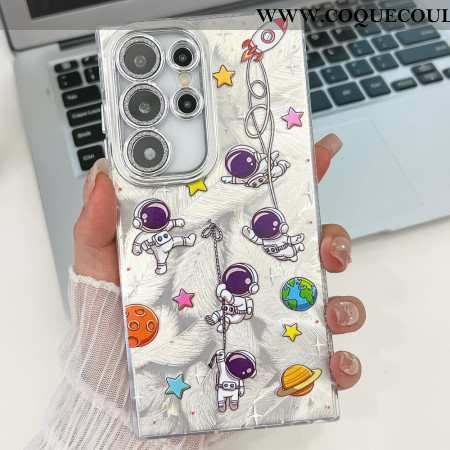Coque Samsung Galaxy S25 Ultra 5G Astronaute avec Film Protecteur d'Objectif