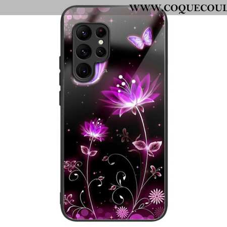 Coque Samsung Galaxy S25 Ultra 5G Verre Trempé Fleurs et Papillons