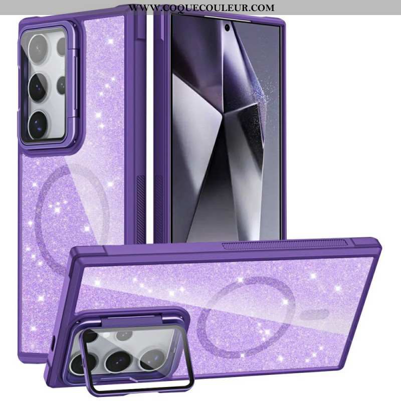 Coque Samsung Galaxy S25 Ultra 5G Paillettes Support Intégré