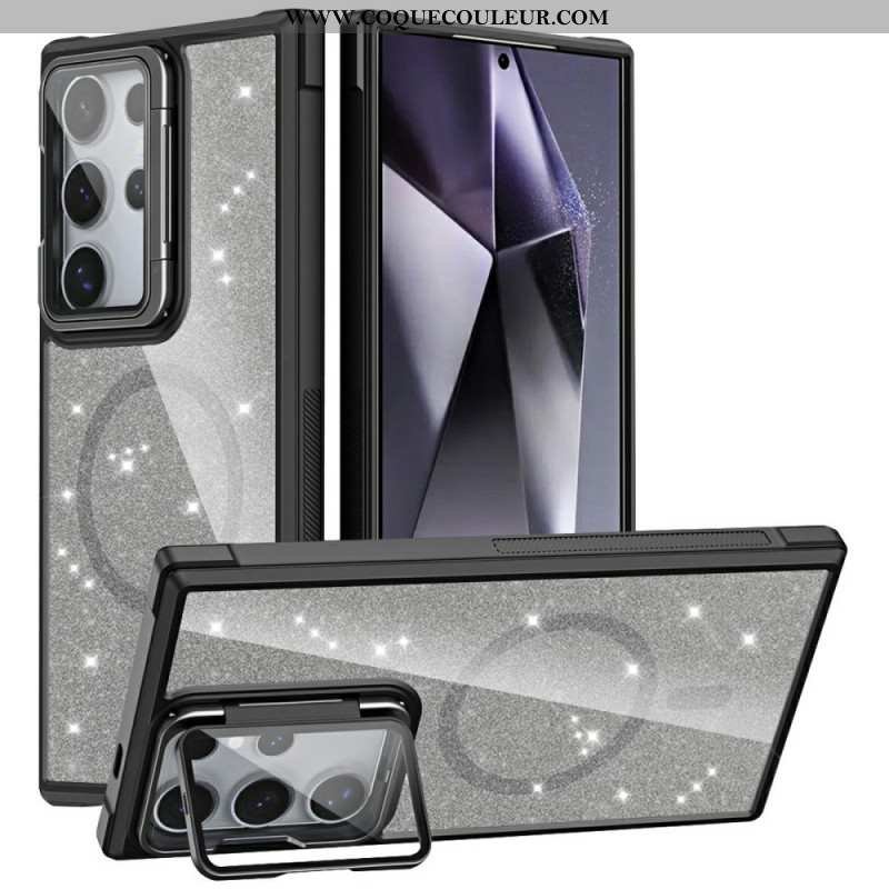 Coque Samsung Galaxy S25 Ultra 5G Paillettes Support Intégré