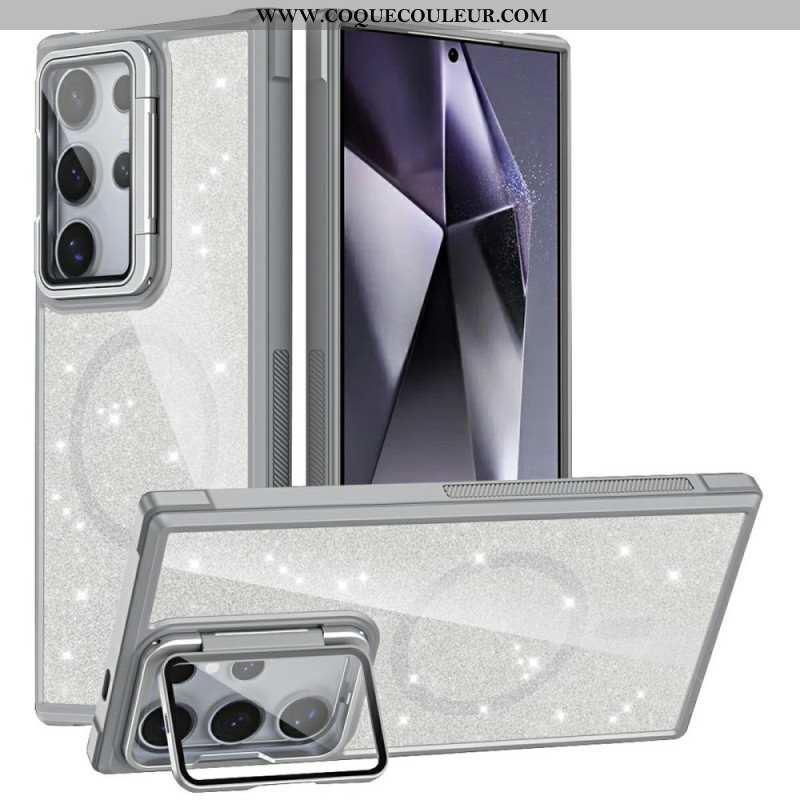 Coque Samsung Galaxy S25 Ultra 5G Paillettes Support Intégré
