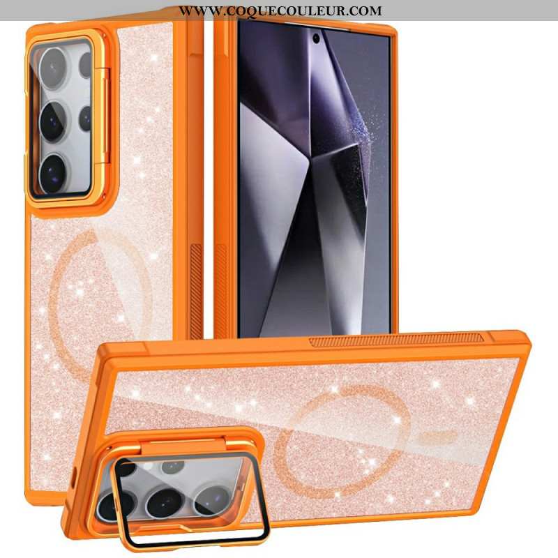 Coque Samsung Galaxy S25 Ultra 5G Paillettes Support Intégré