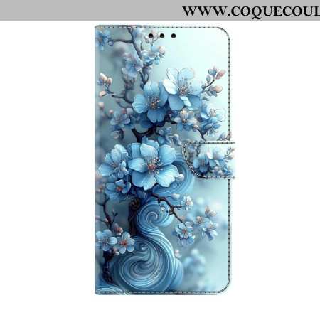 Housse Samsung Galaxy S26 Plus Fleurs Bleu Glacé