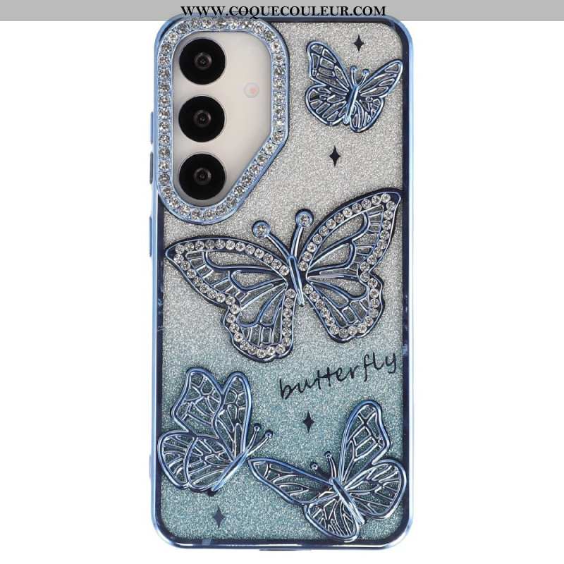 Coque Samsung Galaxy S26 Plus Papillons 3D et Strass