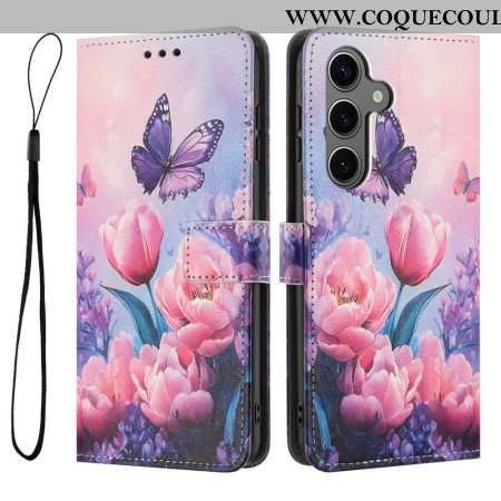 House Samsung Galaxy S26 Plus Papillon et Fleurs Roses