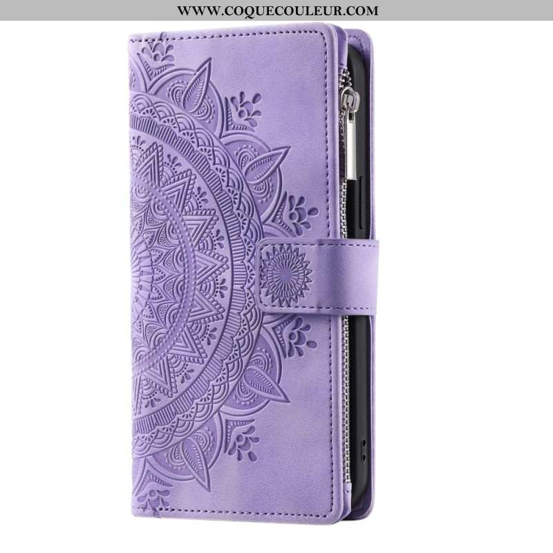 Housse Samsung Galaxy S26 Plus Portefeuille Effet Daim Mandala