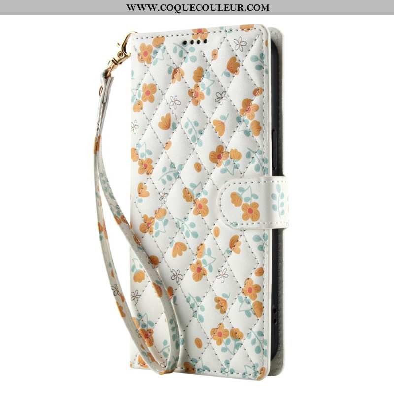 Housse Samsung Galaxy S26 Plus Fleurettes à Lanière