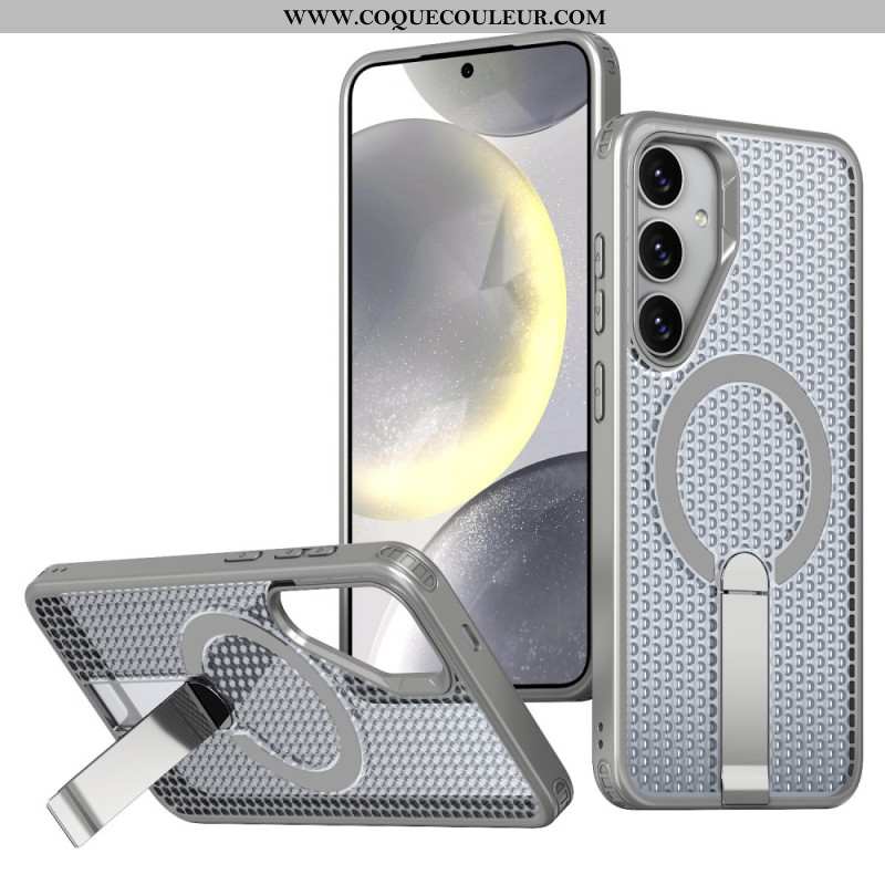 Coque magnétique avec support pour Samsung Galaxy S26 Magnétique et Support Texture Grille