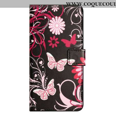 Housse Samsung Galaxy S26 Papillons sur Fond Noir