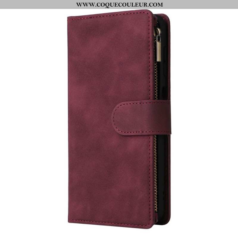 Housse Samsung Galaxy S26 Portefeuille avec Fermeture Éclair Effet Daim