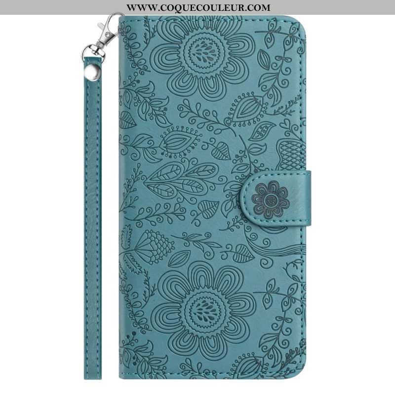 Housse Samsung Galaxy S26 Motif Floral avec Lanière