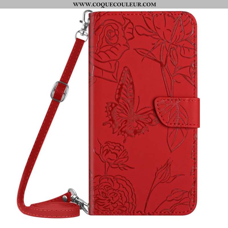 Housse Samsung Galaxy S26 Empreinte Papillons et Bandoulière