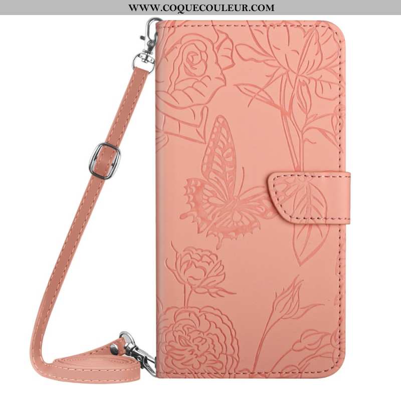 Housse Samsung Galaxy S26 Empreinte Papillons et Bandoulière