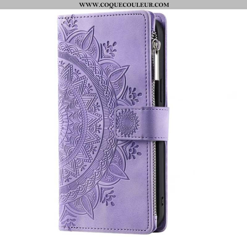 Housse Samsung Galaxy S26 Portefeuille Effet Daim Mandala