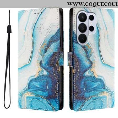 Housse Samsung Galaxy S26 Ultra Effet Marbre Bleu