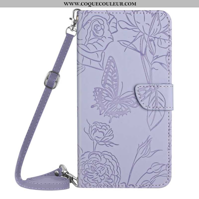 Housse Samsung Galaxy S26 Ultra Empreinte Papillons à Bandoulière