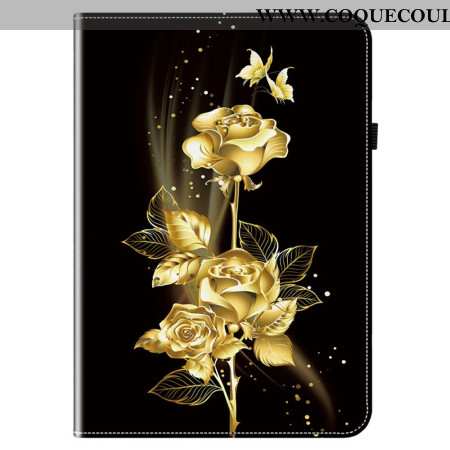 Coque Samsung Galaxy Tab S10 FE Plus Roses Dorées