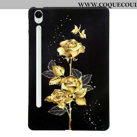 Coque Samsung Galaxy Tab S10 FE Plus Roses Dorées