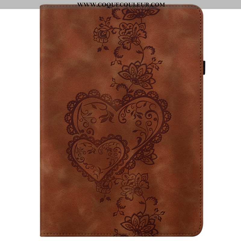 Étui Samsung Galaxy Tab S10 Plus / S9 FE Plus / S9 Plus Effet Daim Coeurs