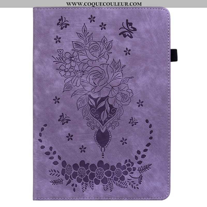 Étui Samsung Galaxy Tab S10 Plus / S9 Plus Papillons et Roses