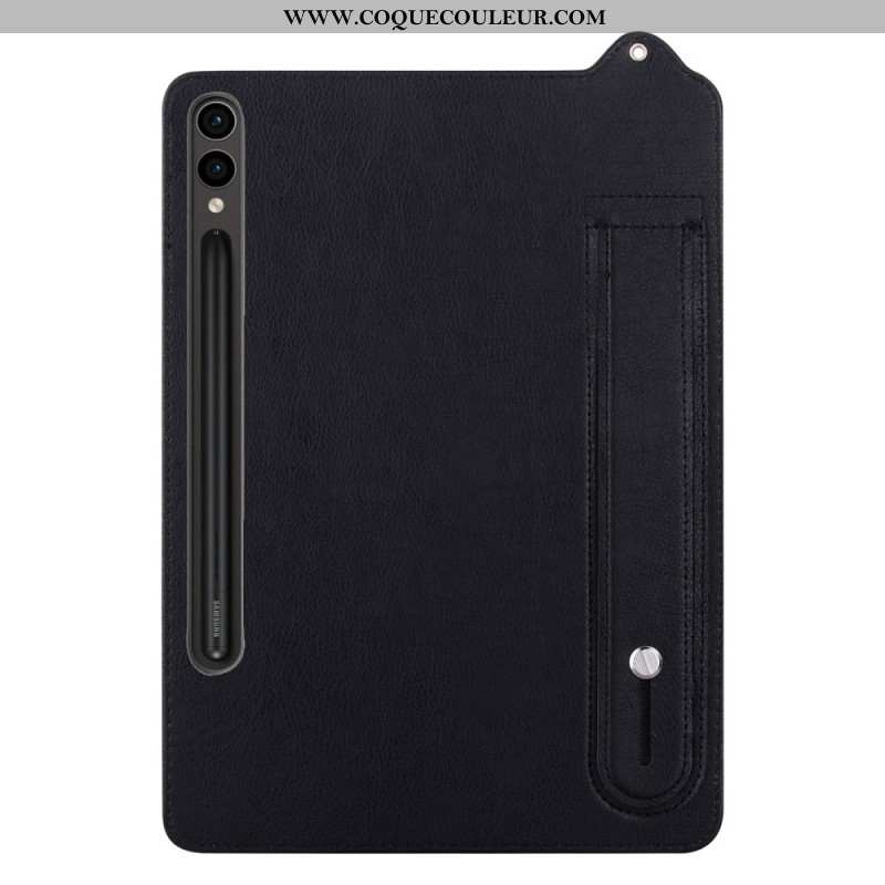 Coque Samsung Galaxy Tab S10 Plus / S9 Plus / S8 Plus / S7 Plus Effet Cuir Porte-Stylet et Sangle