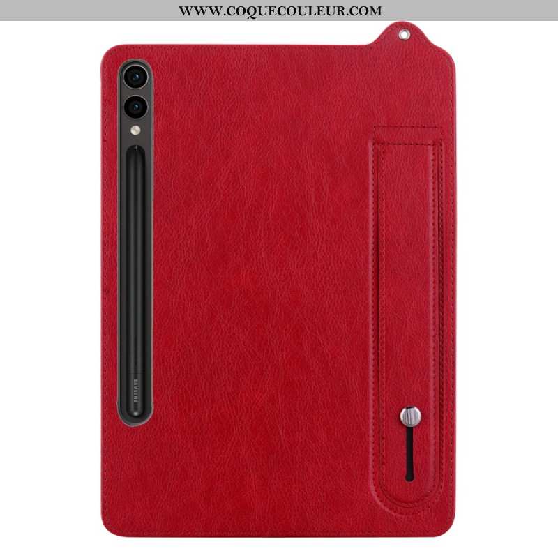 Coque Samsung Galaxy Tab S10 Plus / S9 Plus / S8 Plus / S7 Plus Effet Cuir Porte-Stylet et Sangle