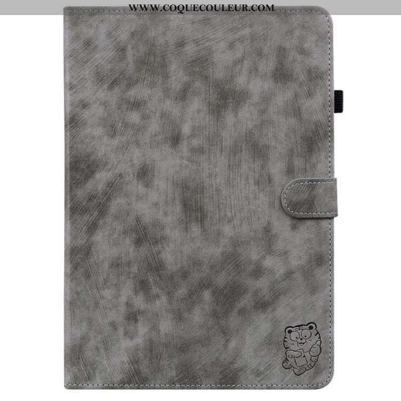 Housse Samsung Galaxy Tab S10 Plus / S9 Plus Effet Daim Petit Tigre