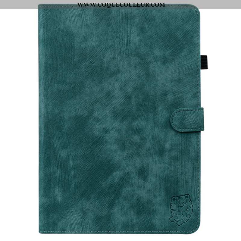 Housse Samsung Galaxy Tab S10 Plus / S9 Plus Effet Daim Petit Tigre